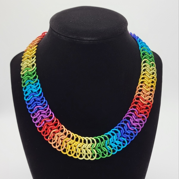 different branches Jewelry - Handmade rainbow chainmail necklace | European 6 in 1 weave
